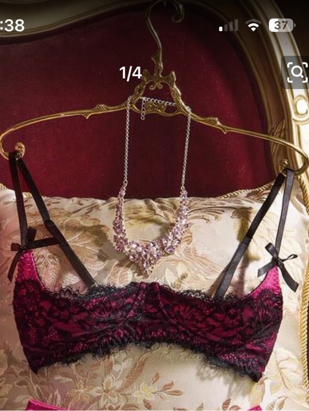 Black and pink Lace Women's Open cup Bralette LARGE